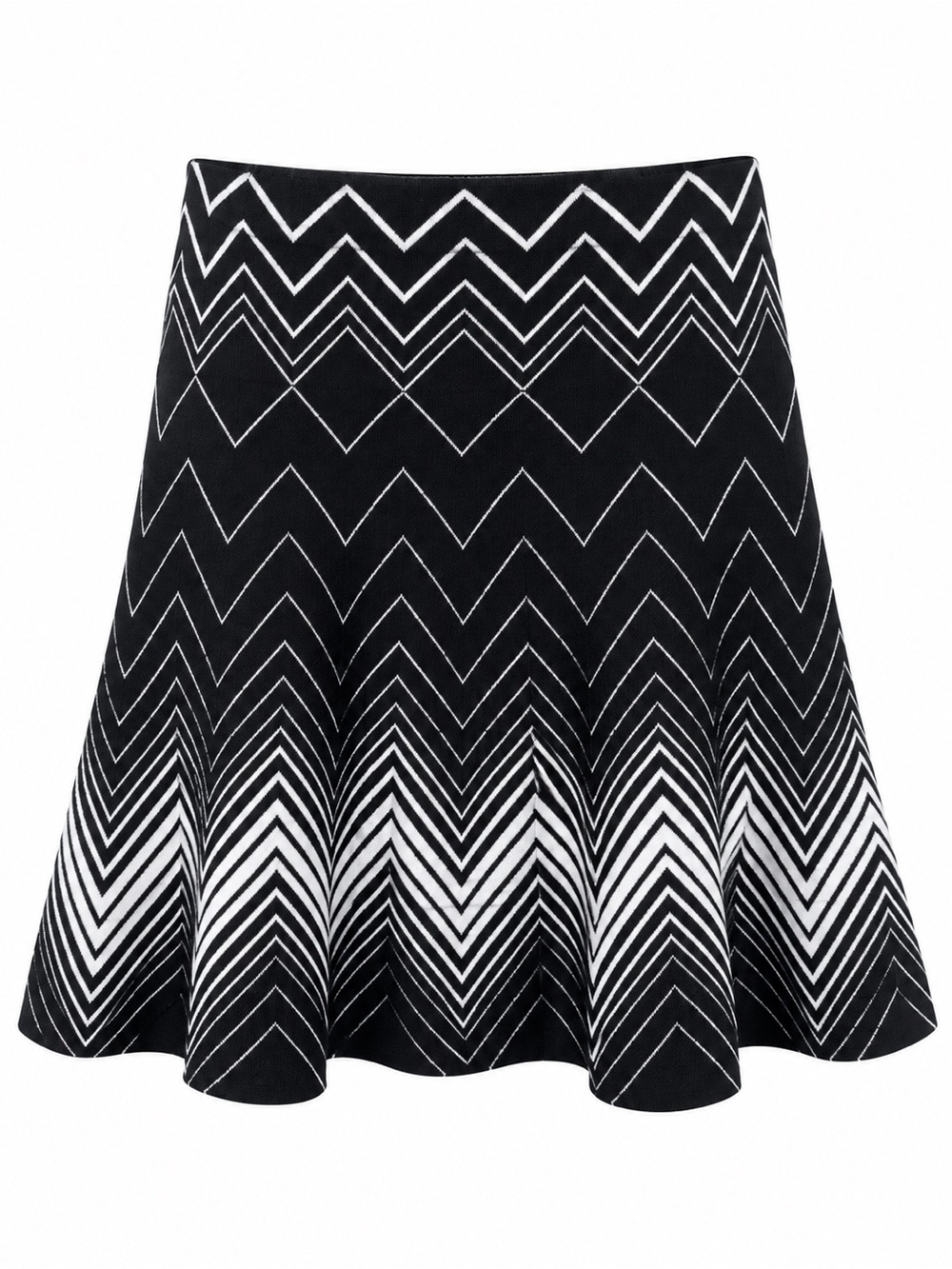 Max Studio Black White Chevron Knit Skater Skirt S/M